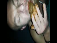scat playing and eating